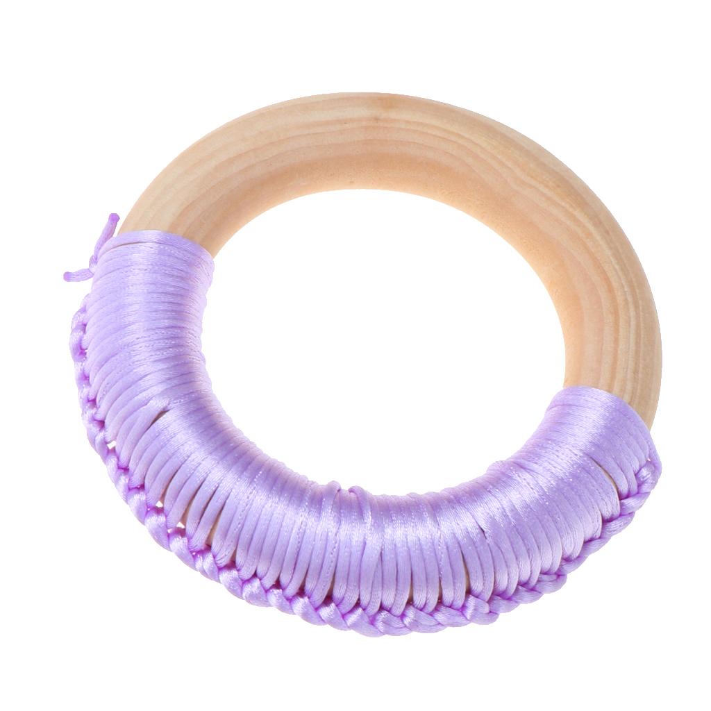 Baby Teeth Grinding Stick Natural Soild Wood Handmade Line Woven Ring Green