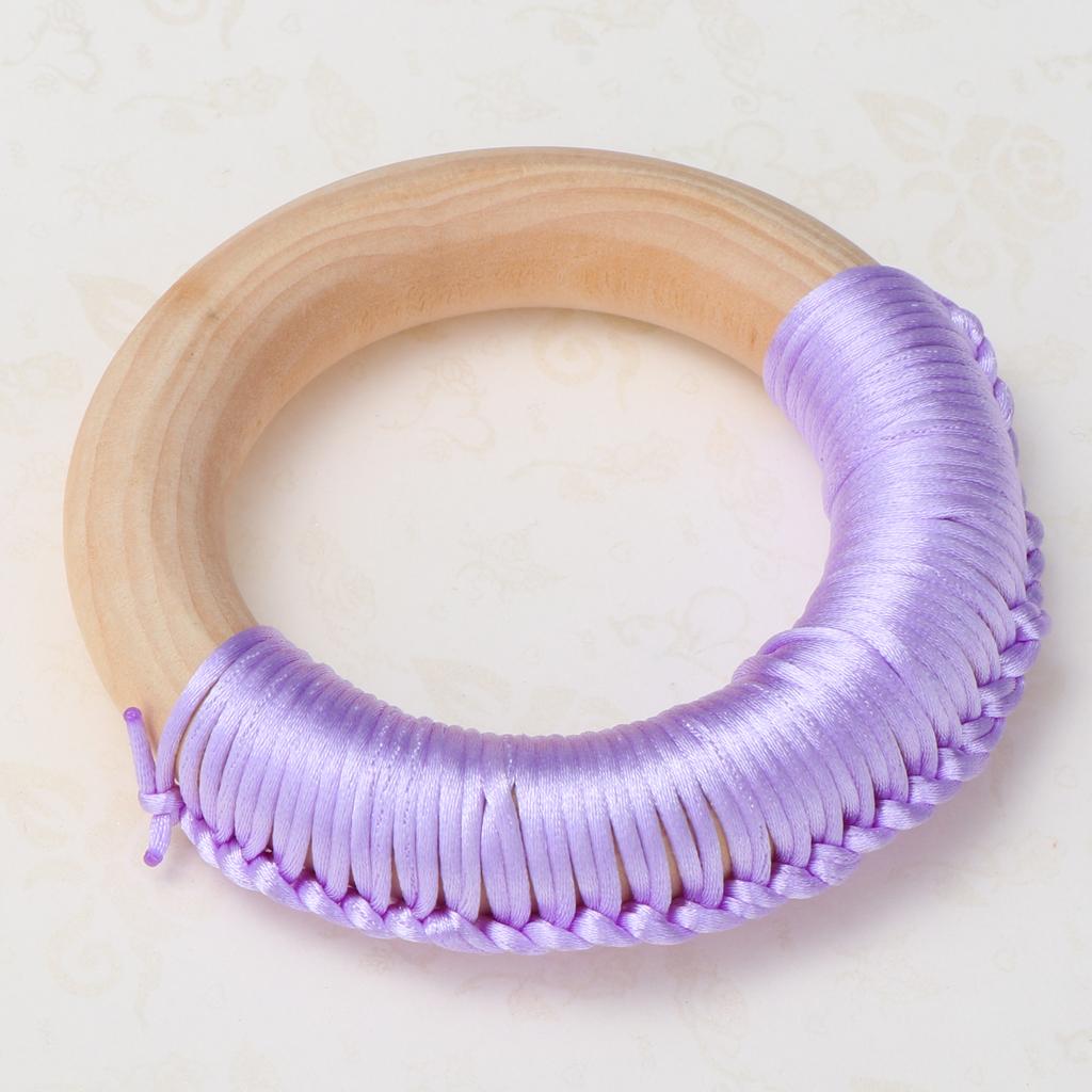 Baby Teeth Grinding Stick Natural Soild Wood Handmade Line Woven Ring Green