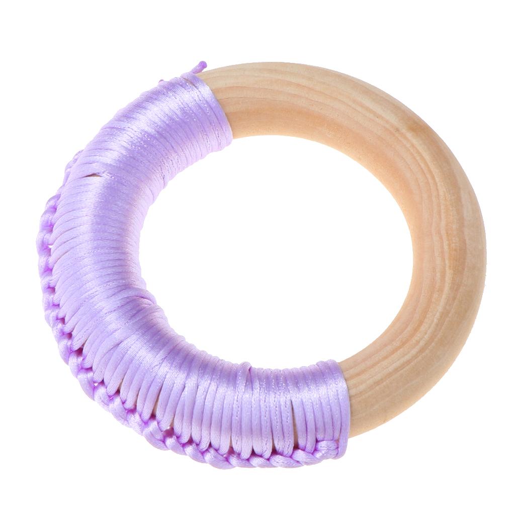 Baby Teeth Grinding Stick Natural Soild Wood Handmade Line Woven Ring Green
