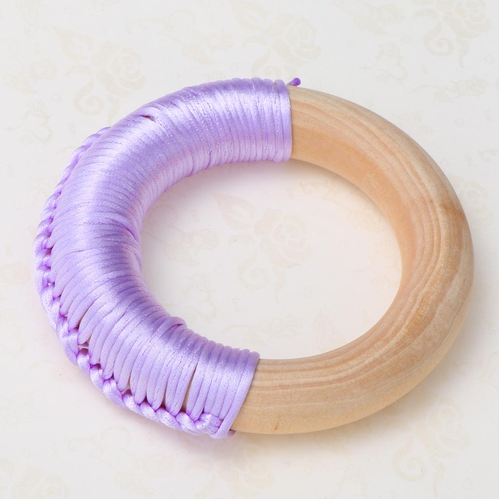 Baby Teeth Grinding Stick Natural Soild Wood Handmade Line Woven Ring Green