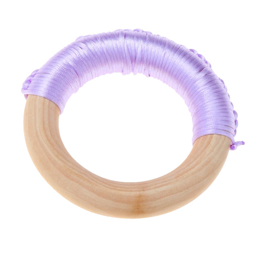 Baby Teeth Grinding Stick Natural Soild Wood Handmade Line Woven Ring Green