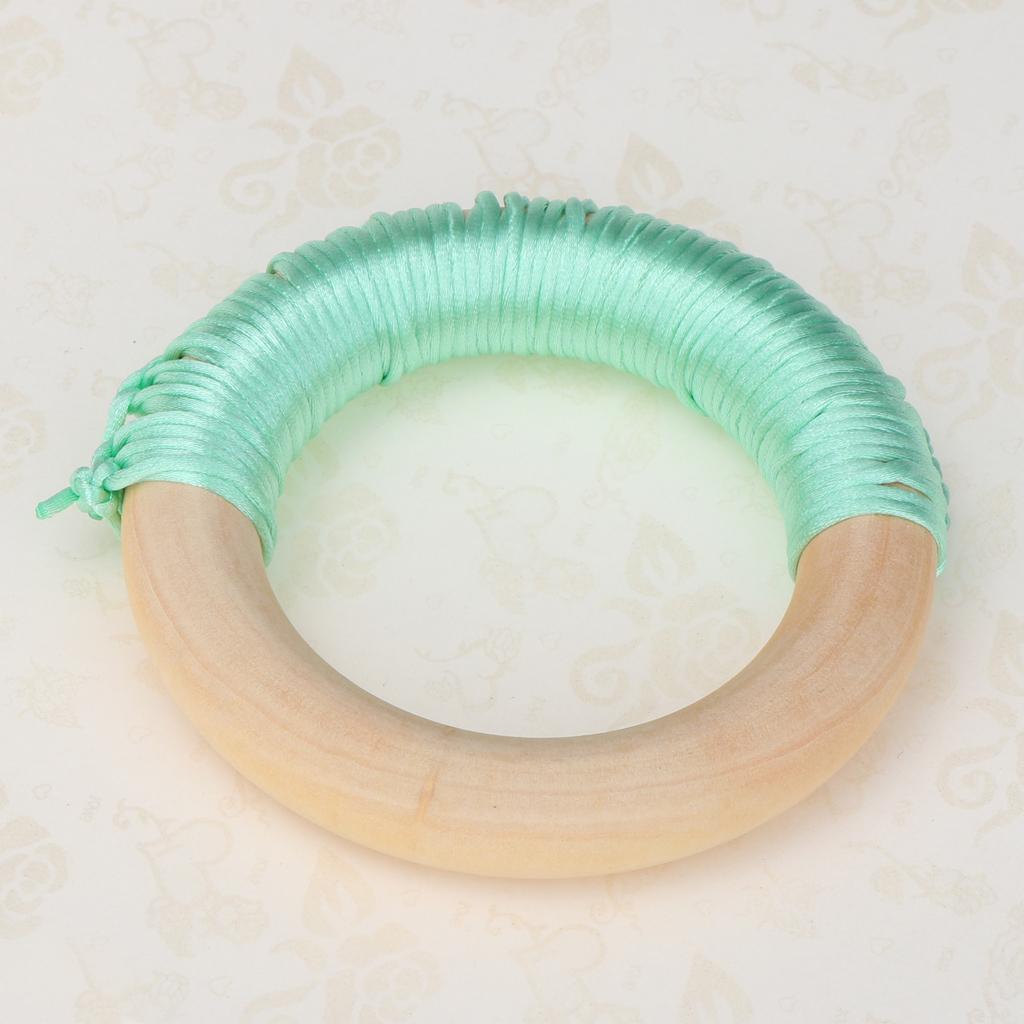 Baby Teeth Grinding Stick Natural Soild Wood Handmade Line Woven Ring Purple