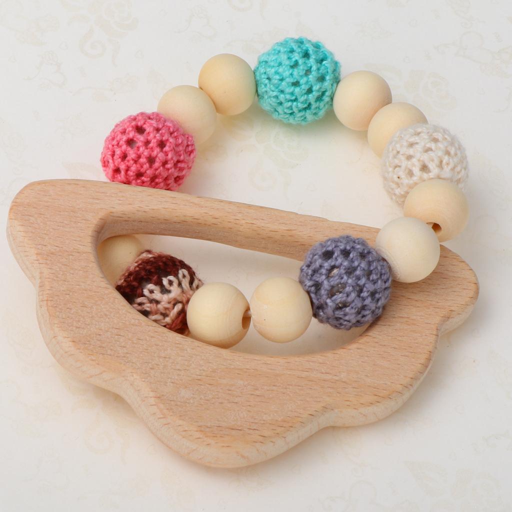 Infants and Baby Teeth Bead Grinding Teeth Stick Biting White Cloud Wood Toy