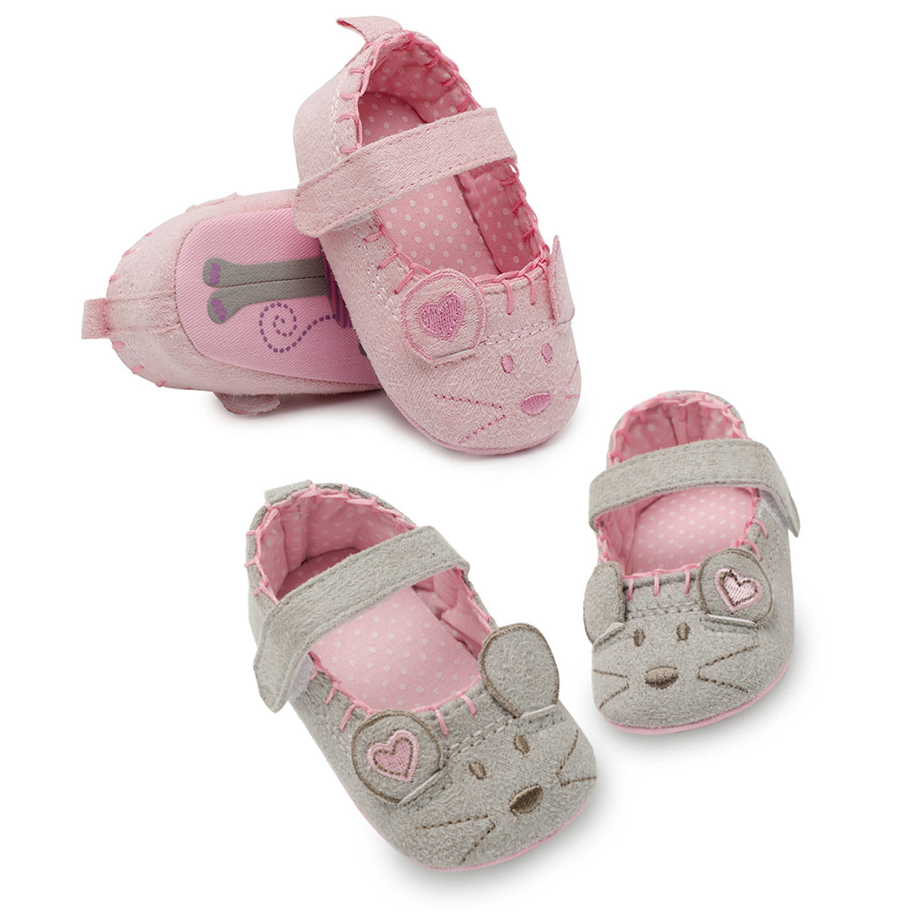 Newborn Girl Shoes Child Anti-slip Crib Hook & Loop Prewalkers 9-12Months Pink