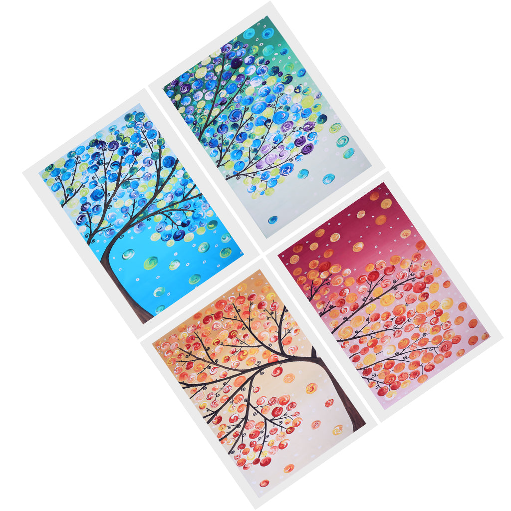 4 Panel Canvas Oil Painting Wall Art Picture - Life Tree 16x24 Inch, 4 Panel