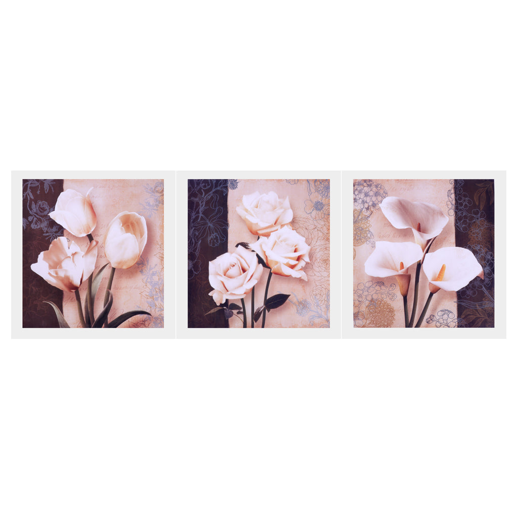 3 Panel Oil Print Painting on Canvas, Flower Blooming, Wall Artwork Pictre Painting for Living Room Bedroom Decor