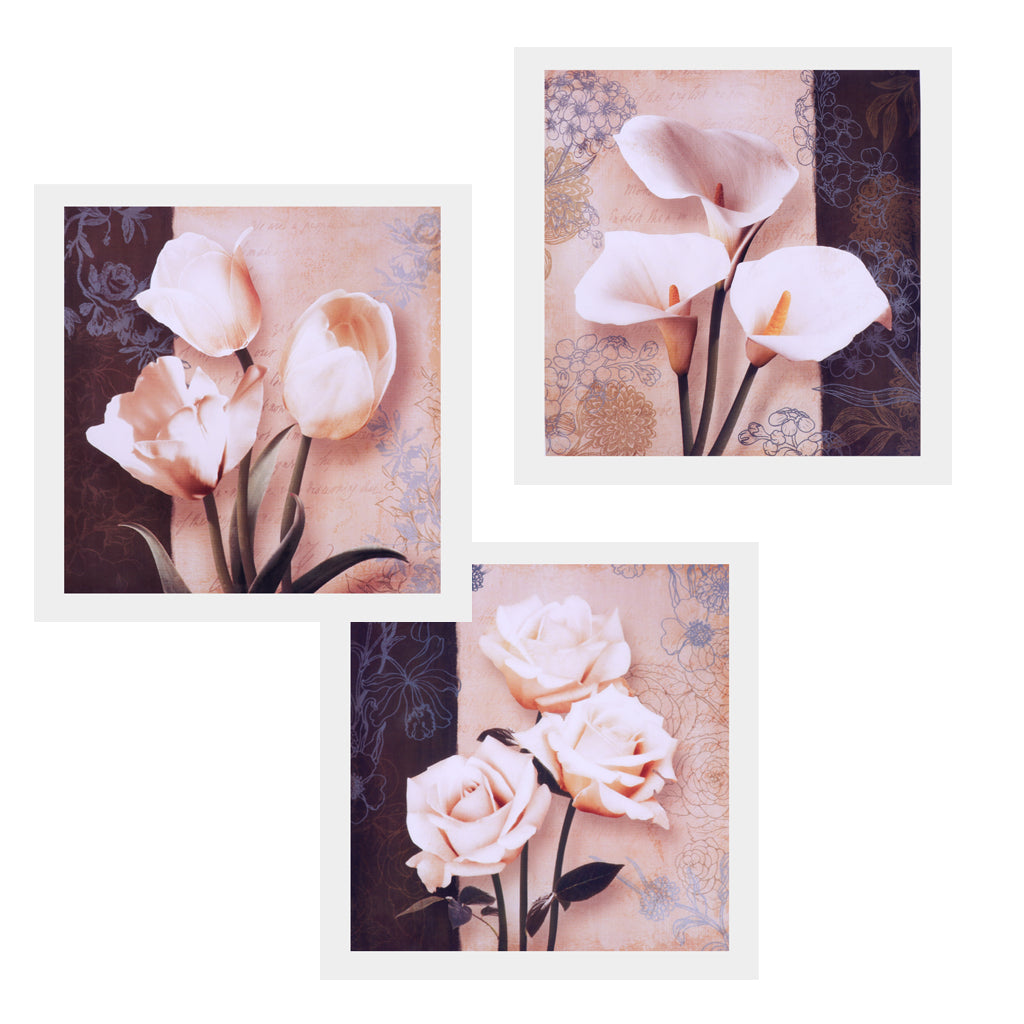 3 Panel Oil Print Painting on Canvas, Flower Blooming, Wall Artwork Pictre Painting for Living Room Bedroom Decor