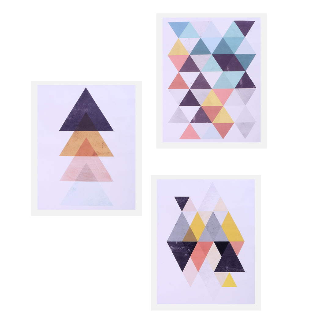 3 Panel Oil Print Painting on Canvas, Wall Artwork Pictre Painting for Living Room Bedroom Decor - Mosaic Triangle
