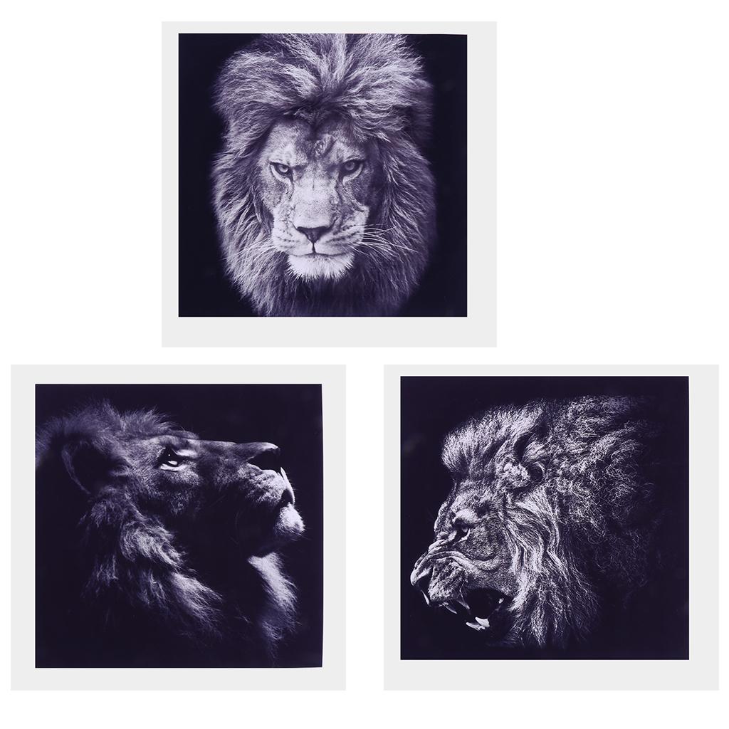 3 Panel Canvas Oil Painting, Artwork Picture Wall Art Decor Hanging Poster, Home Chic Decor - Lion