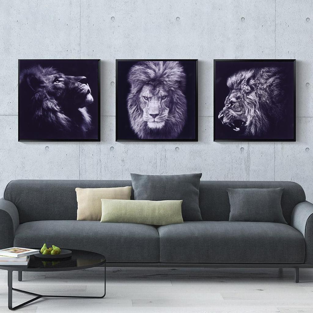 3 Panel Canvas Oil Painting, Artwork Picture Wall Art Decor Hanging Poster, Home Chic Decor - Lion