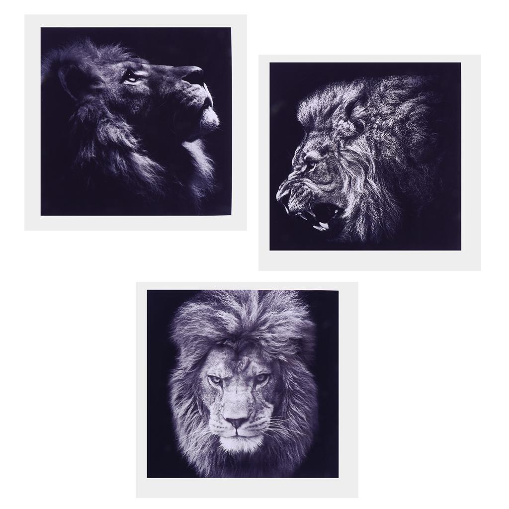 3 Panel Canvas Oil Painting, Artwork Picture Wall Art Decor Hanging Poster, Home Chic Decor - Lion