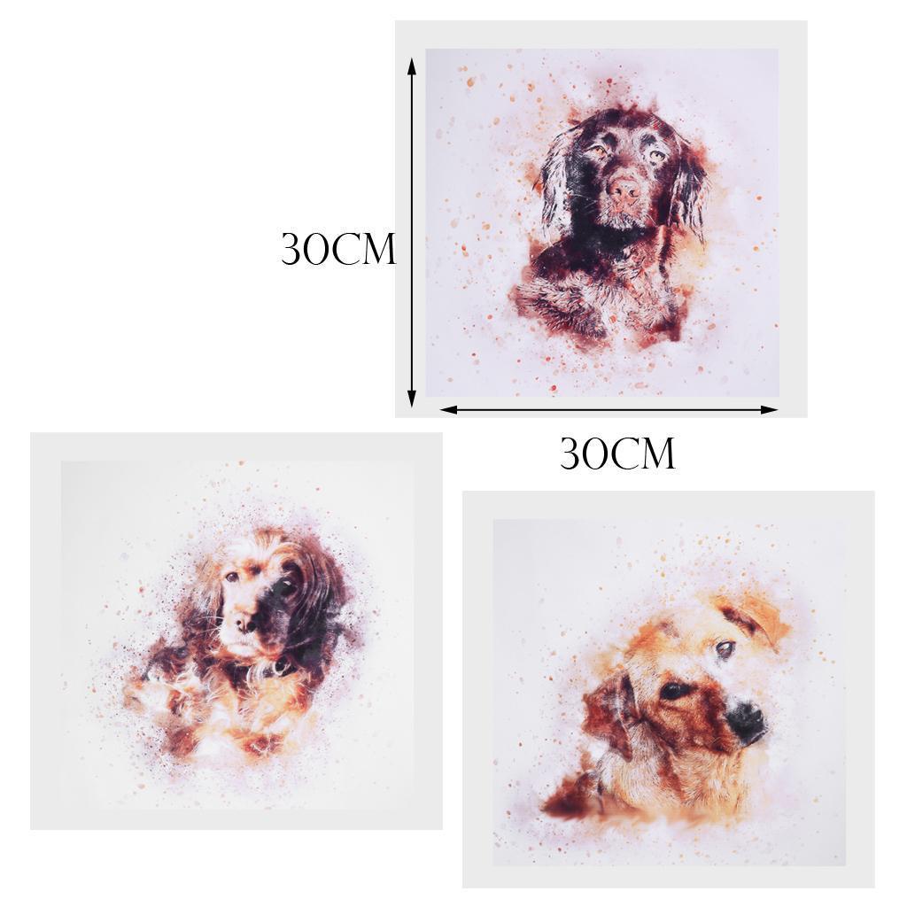 3 Panel Canvas Oil Painting Art Picture - Puppy Dog 30x30cm, 3 Panel