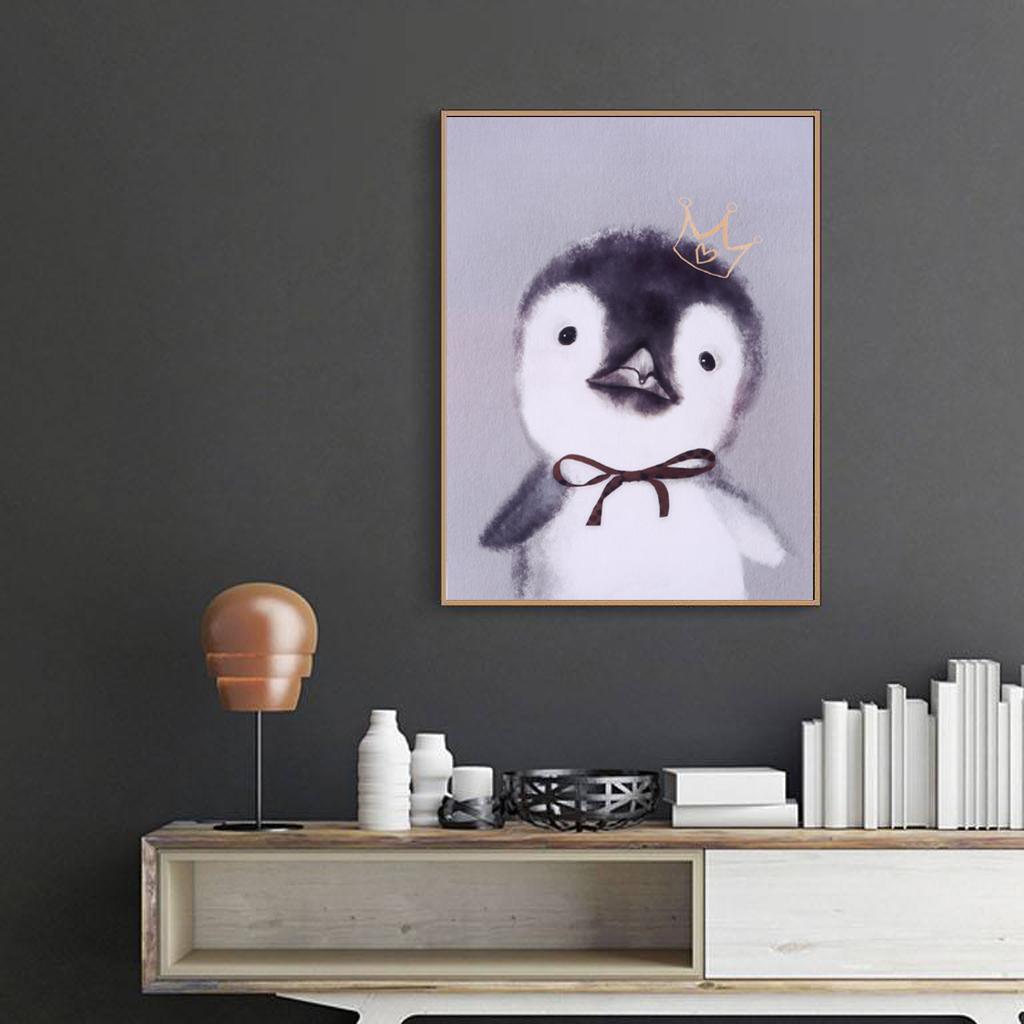 Cartoon Cute Pet Animal Painting on Canvas Frameless Oil Painting Penguin