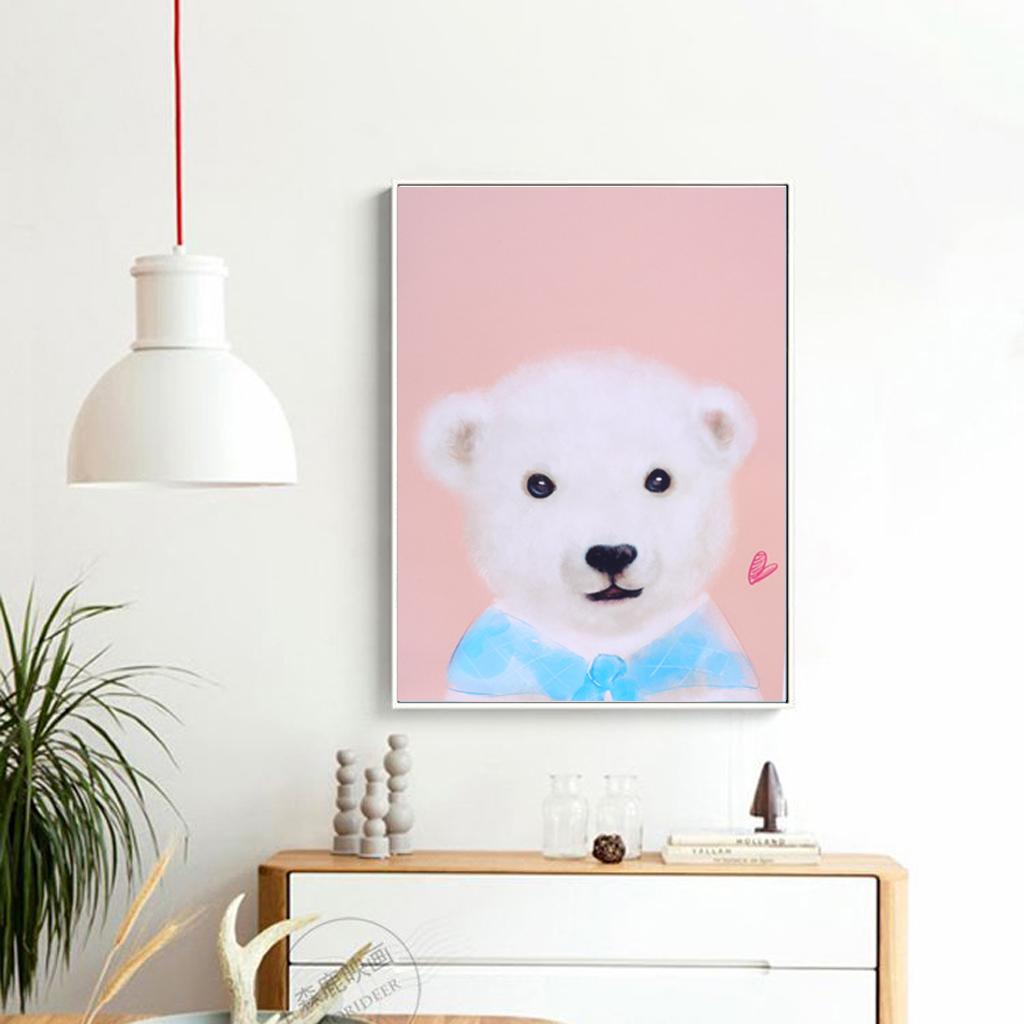 Cartoon Cute Pet Animal Painting on Canvas Frameless Oil Painting Bear