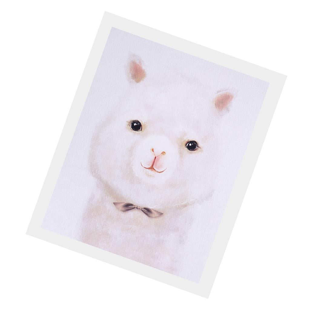 Cartoon Cute Pet Animal Painting on Canvas Frameless Oil Painting Alpaca