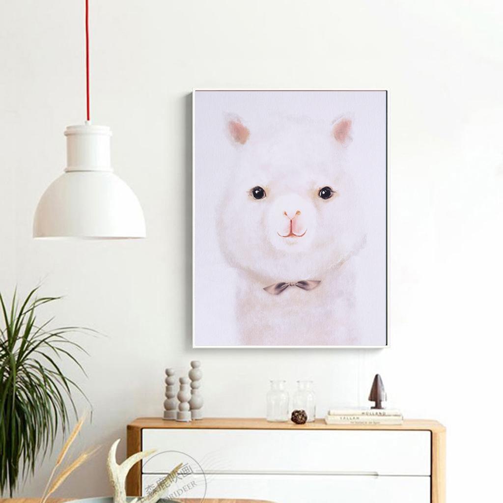 Cartoon Cute Pet Animal Painting on Canvas Frameless Oil Painting Alpaca