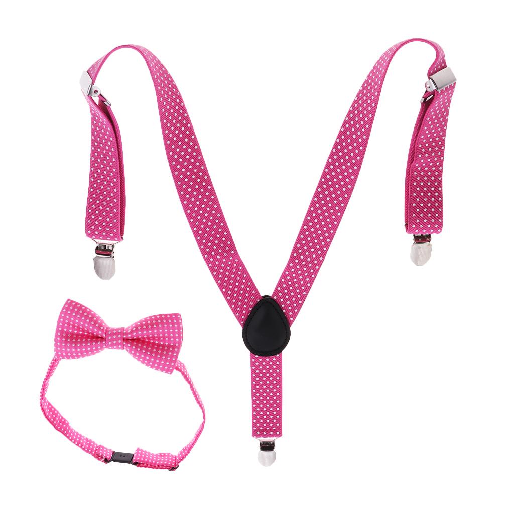 Toddler Adjustable Suspender Children's Harness Clip Collar Suit Rose red
