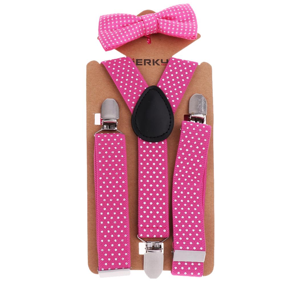 Toddler Adjustable Suspender Children's Harness Clip Collar Suit Rose red