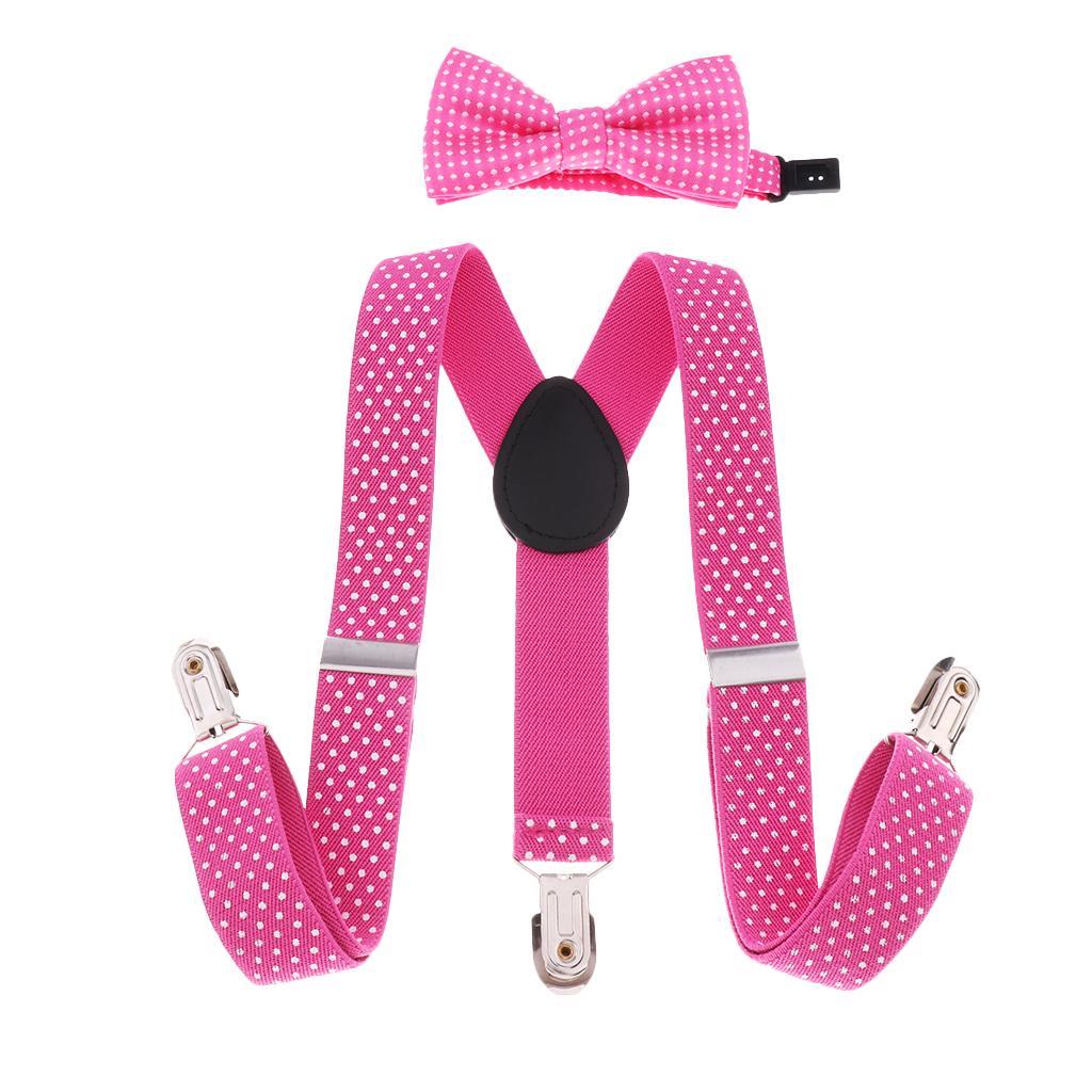 Toddler Adjustable Suspender Children's Harness Clip Collar Suit Rose red