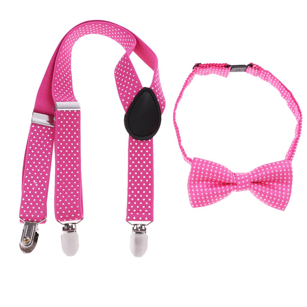 Toddler Adjustable Suspender Children's Harness Clip Collar Suit Rose red