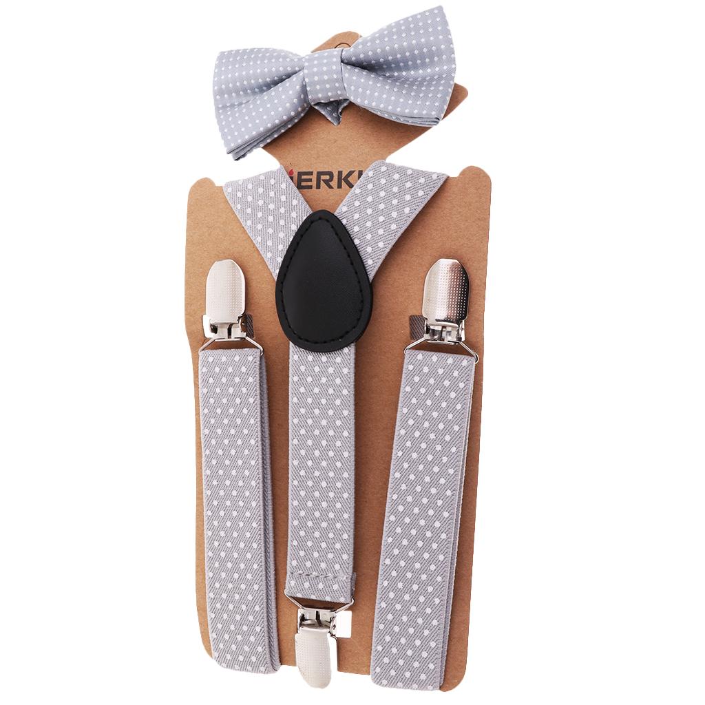 Toddler Adjustable Suspender Children's Harness Clip Collar Suit Gray