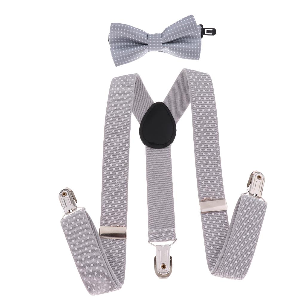 Toddler Adjustable Suspender Children's Harness Clip Collar Suit Gray
