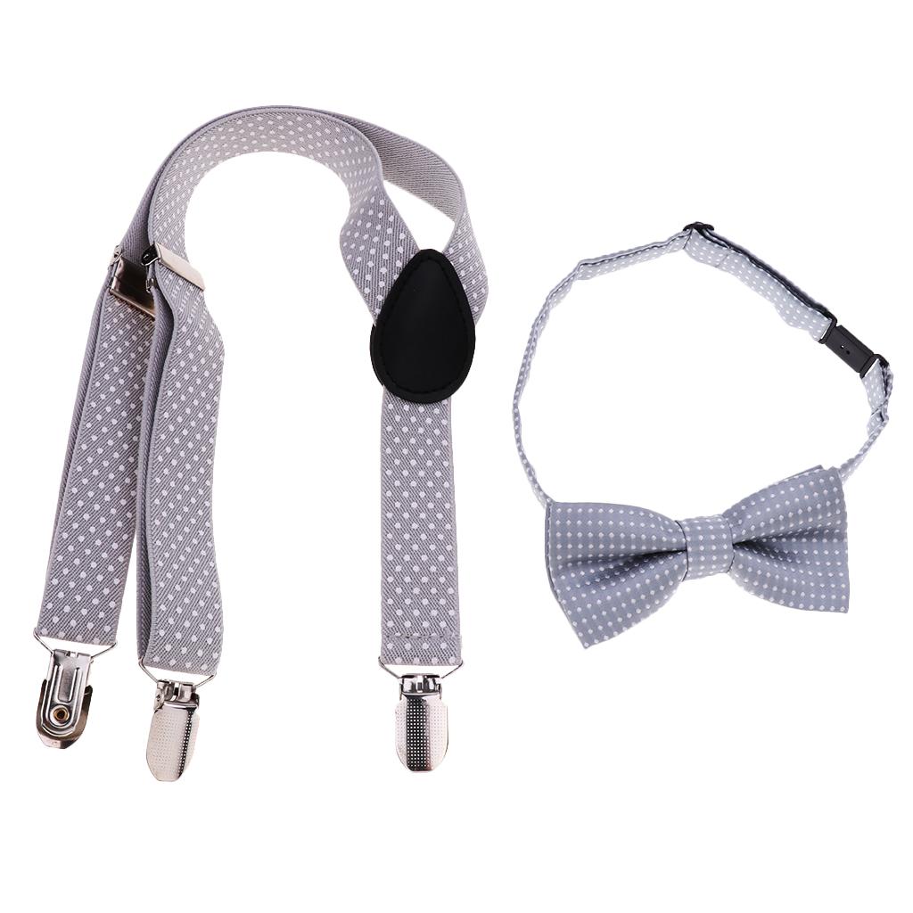 Toddler Adjustable Suspender Children's Harness Clip Collar Suit Gray