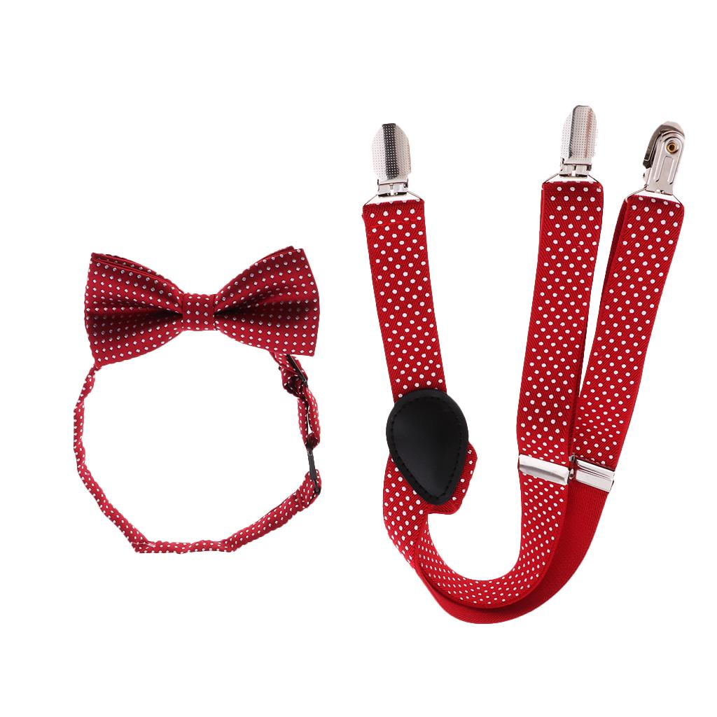 Toddler Adjustable Suspender Children's Harness Clip Collar Suit Wine red