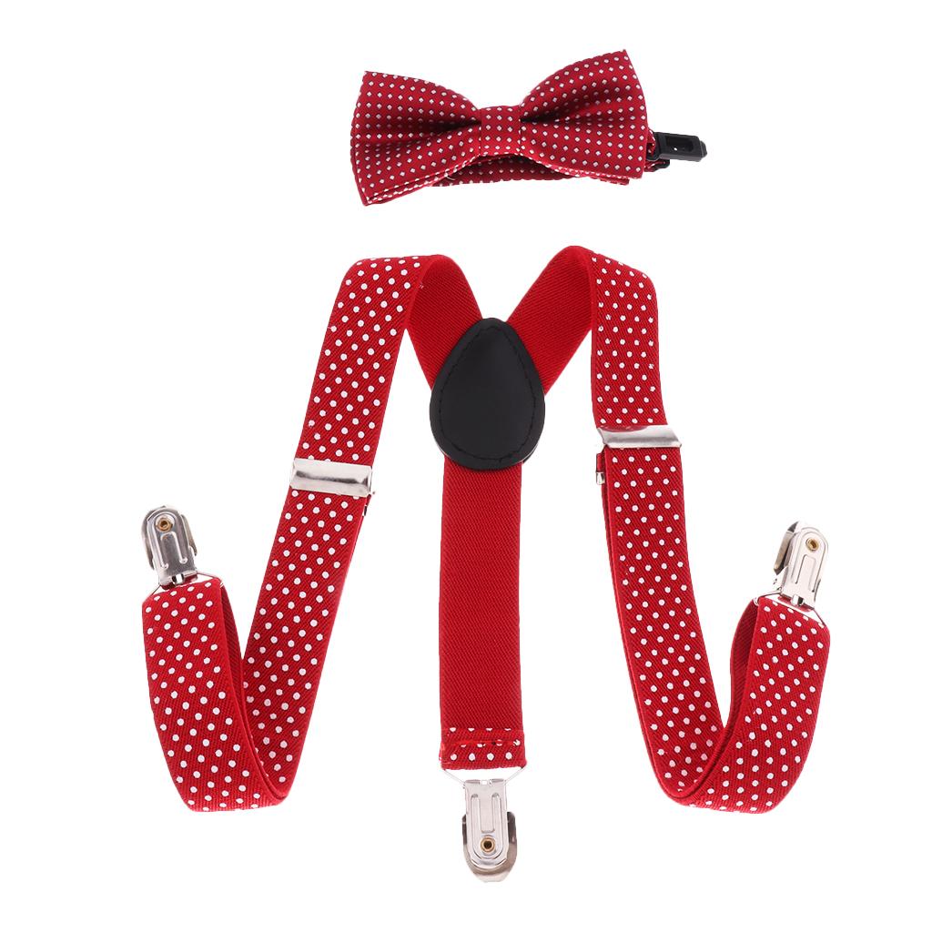 Toddler Adjustable Suspender Children's Harness Clip Collar Suit Wine red