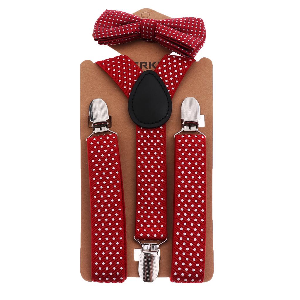 Toddler Adjustable Suspender Children's Harness Clip Collar Suit Wine red