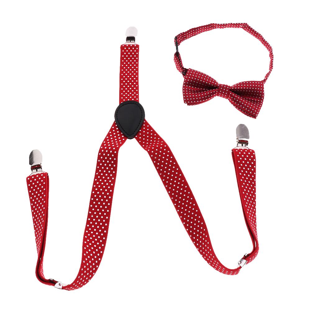 Toddler Adjustable Suspender Children's Harness Clip Collar Suit Wine red