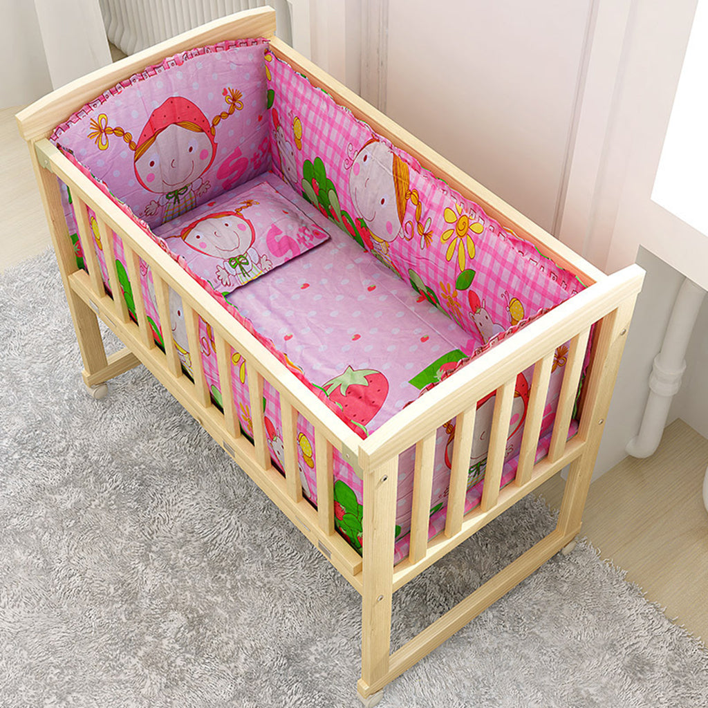 Crib Bedding Set Comforter Bed Surround Mattress 100x58cm Pink princess