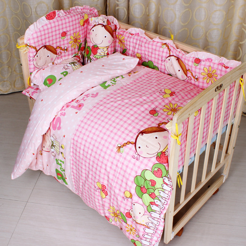 Crib Bedding Set Comforter Bed Surround Mattress 100x58cm Pink princess