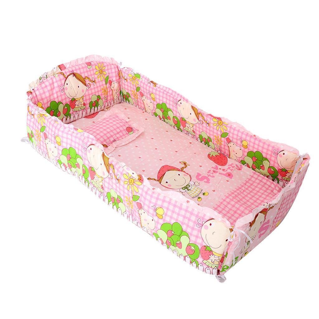 Crib Bedding Set Comforter Bed Surround Mattress 120x65cm Pink princes