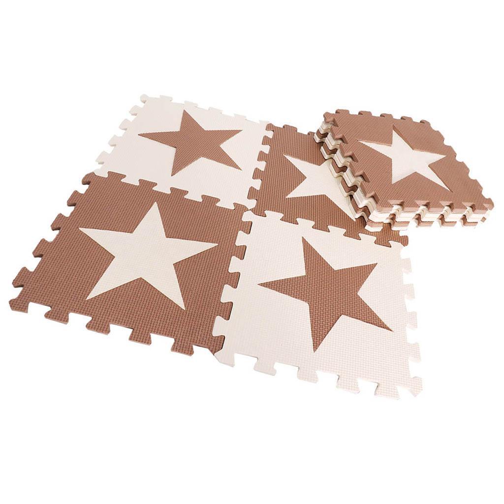 Children's Educational Toys Puzzle Crawling Mat EVA Mats Star beige coffee