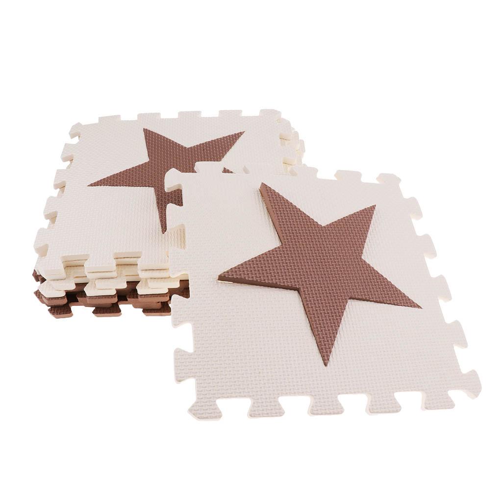 Children's Educational Toys Puzzle Crawling Mat EVA Mats Star beige coffee