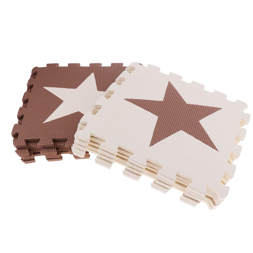 Children's Educational Toys Puzzle Crawling Mat EVA Mats Star beige coffee