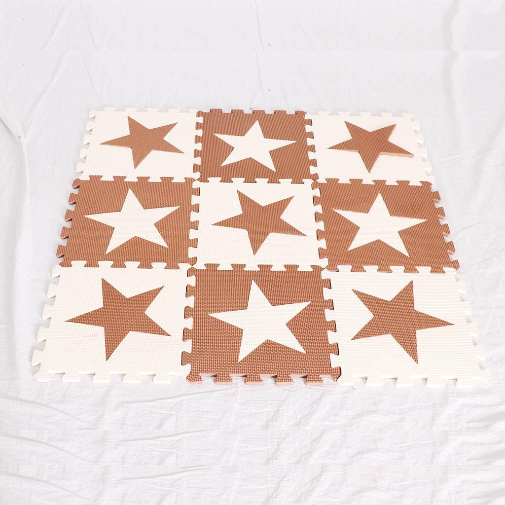 Children's Educational Toys Puzzle Crawling Mat EVA Mats Star beige coffee