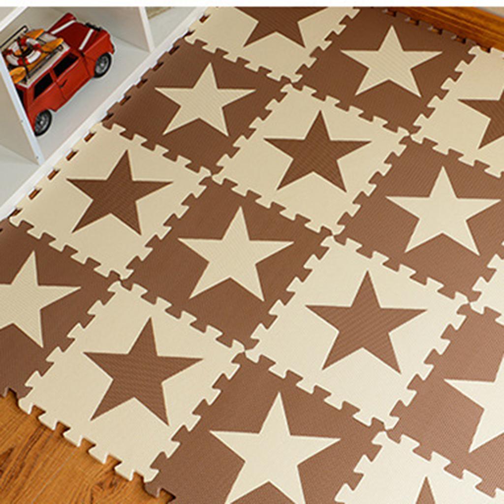 Children's Educational Toys Puzzle Crawling Mat EVA Mats Star beige coffee