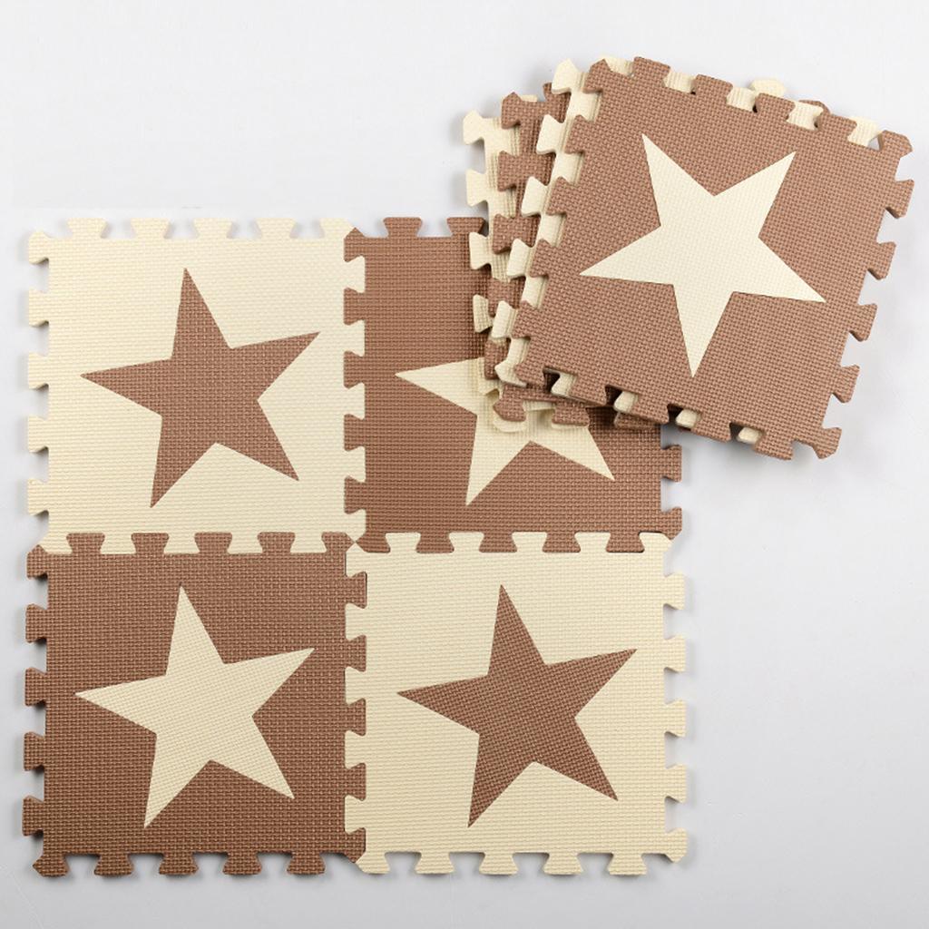 Children's Educational Toys Puzzle Crawling Mat EVA Mats Star beige coffee