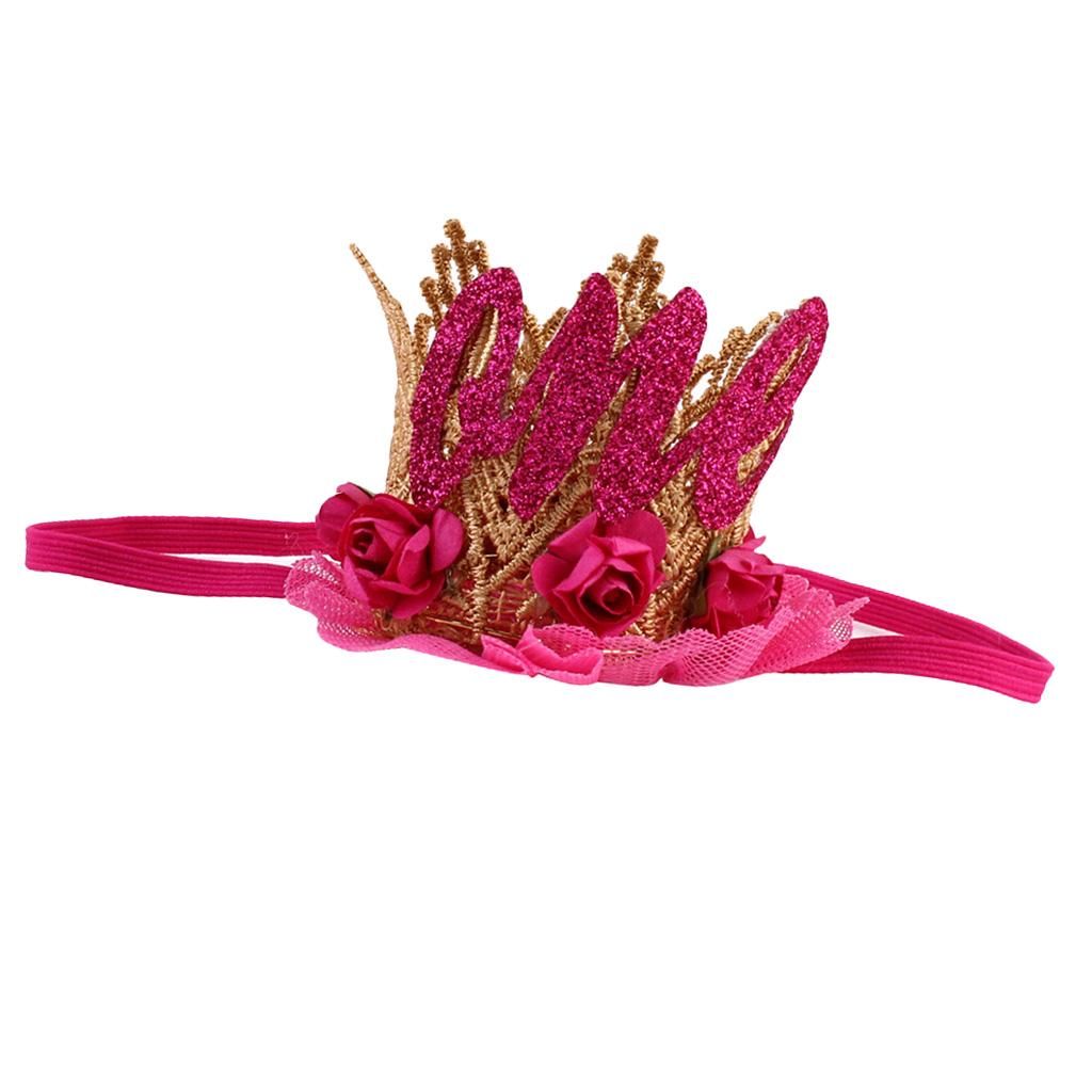 Sweety Baby Flower Golden Crown Birthday Headband Hair Accessories One Rose