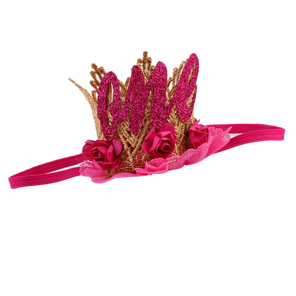 Sweety Baby Flower Golden Crown Birthday Headband Hair Accessories One Rose