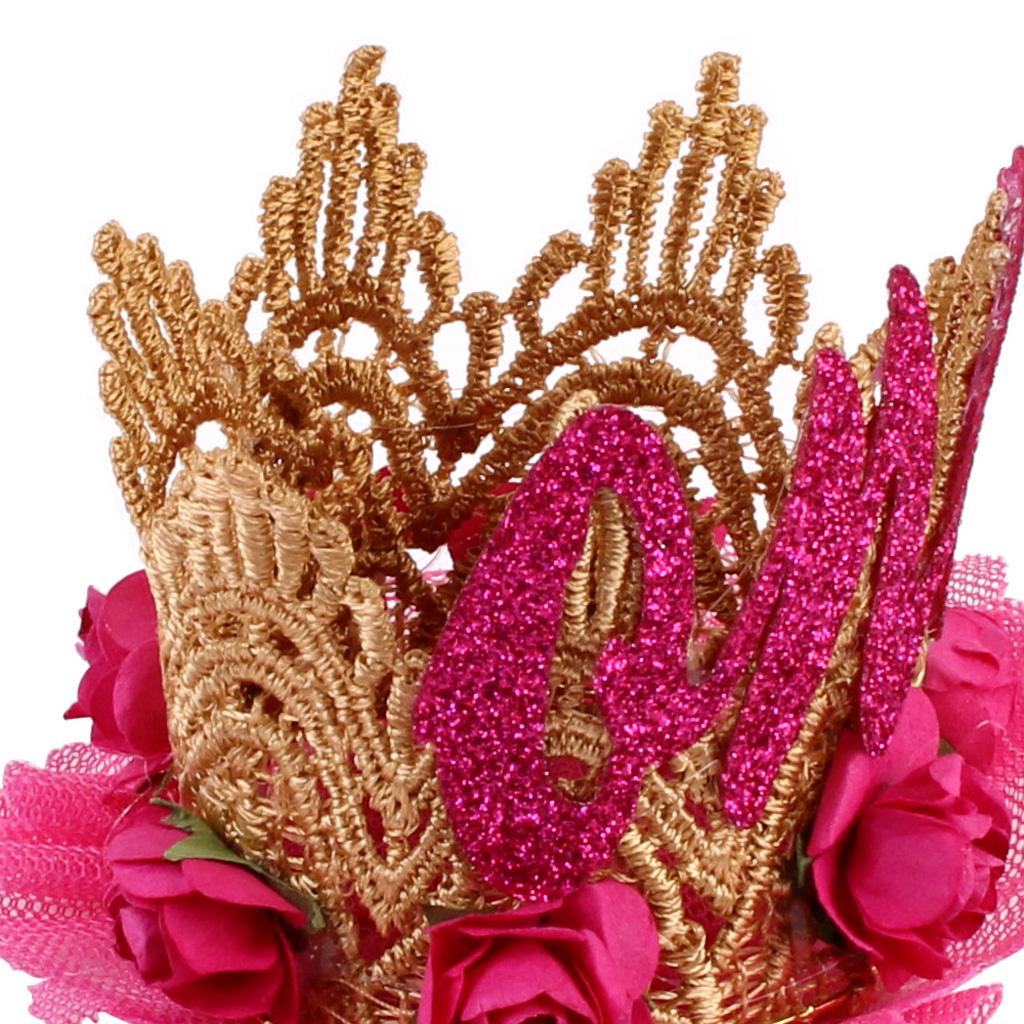 Sweety Baby Flower Golden Crown Birthday Headband Hair Accessories One Rose