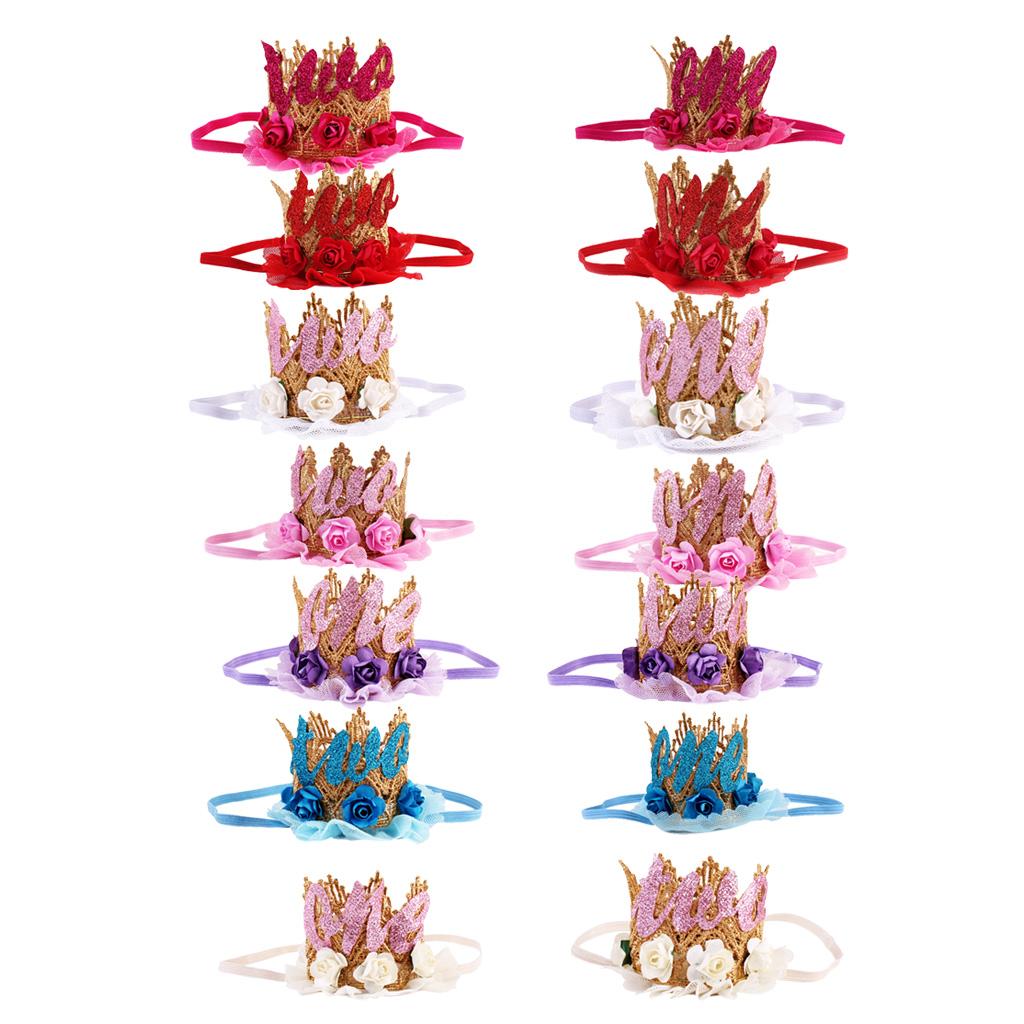 Sweety Baby Flower Golden Crown Birthday Headband Hair Accessories One Rose