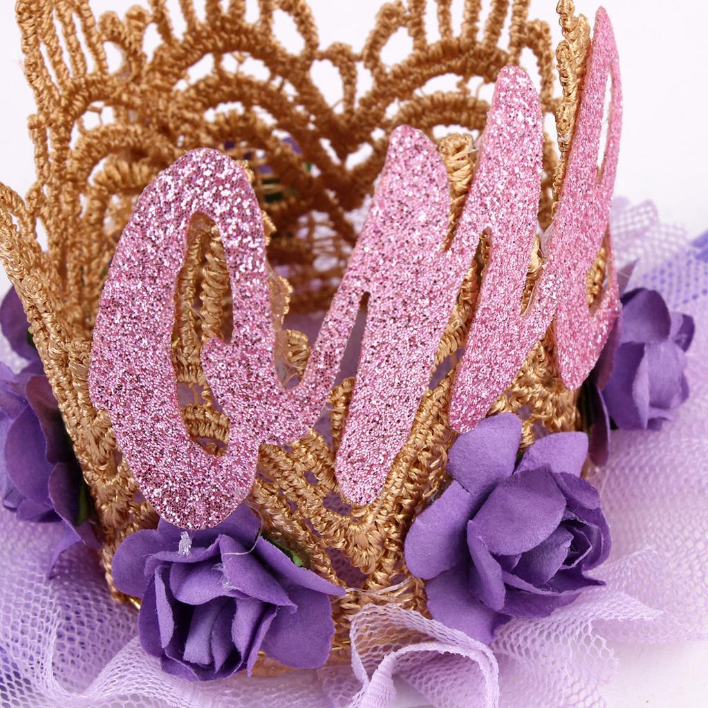 Sweety Baby Flower Golden Crown Birthday Headband Hair Accessories One Purple
