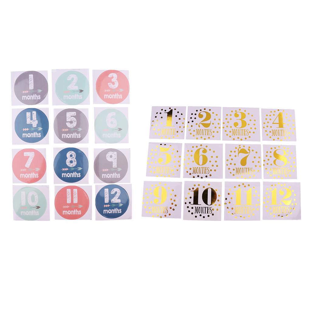 Monthly Baby Stickers Baby Boys Girls 12 Months Milestone Stickers Style-1