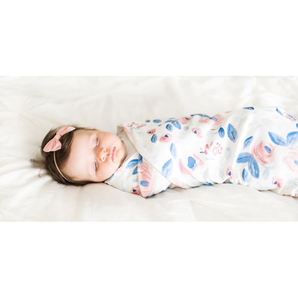 Baby Swaddle Blanket Sleeping Swaddle Muslin Wrap Headband Floral