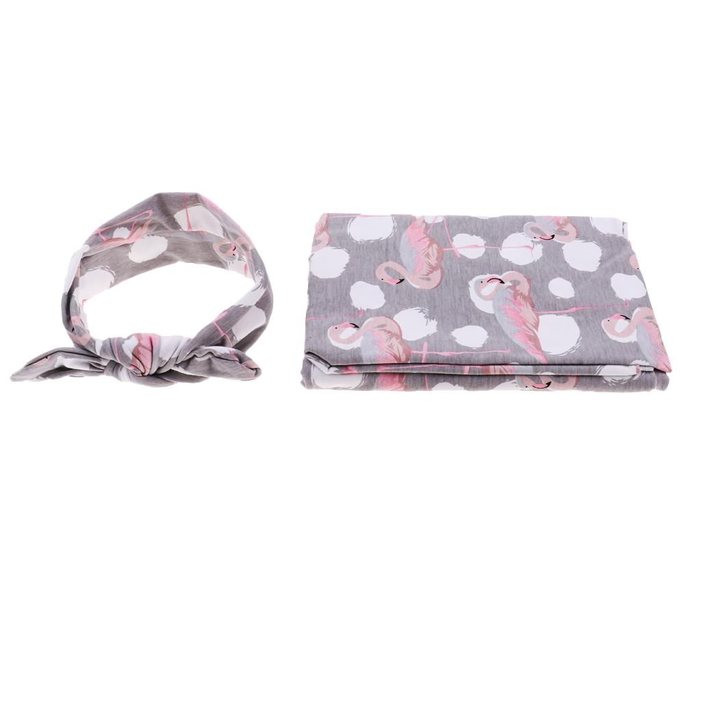 Baby Swaddle Blanket Sleeping Swaddle Muslin Wrap Headband Animal