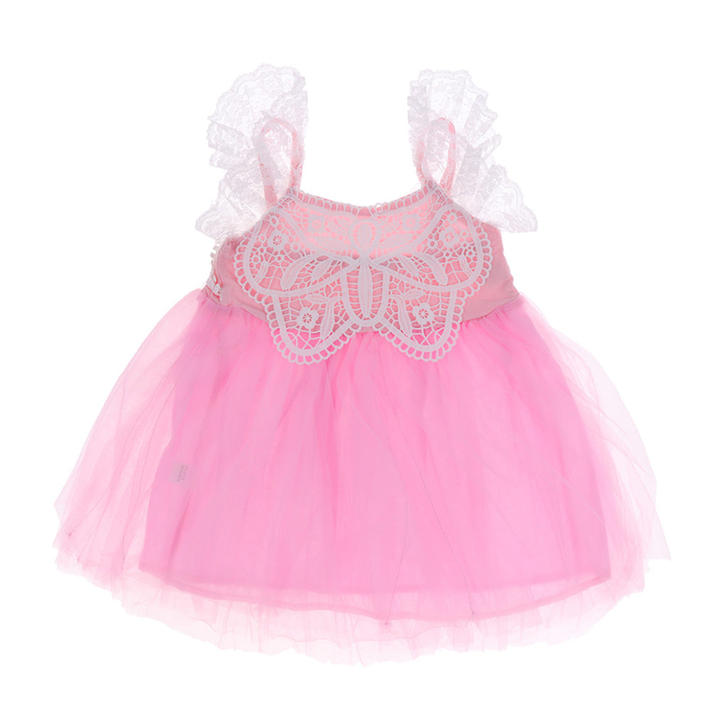 Girl Summer Princess Dress Party Wedding Lace Tulle Tutu Dresses 3T Pink