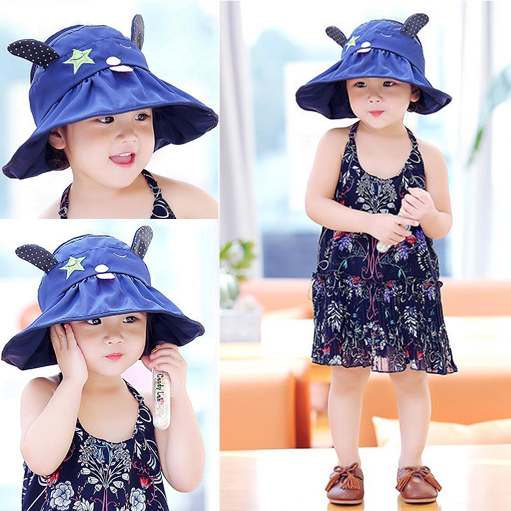 Baby Sun Hat Summer Beach Hat Wide Brim Visor Cap Kids Navy